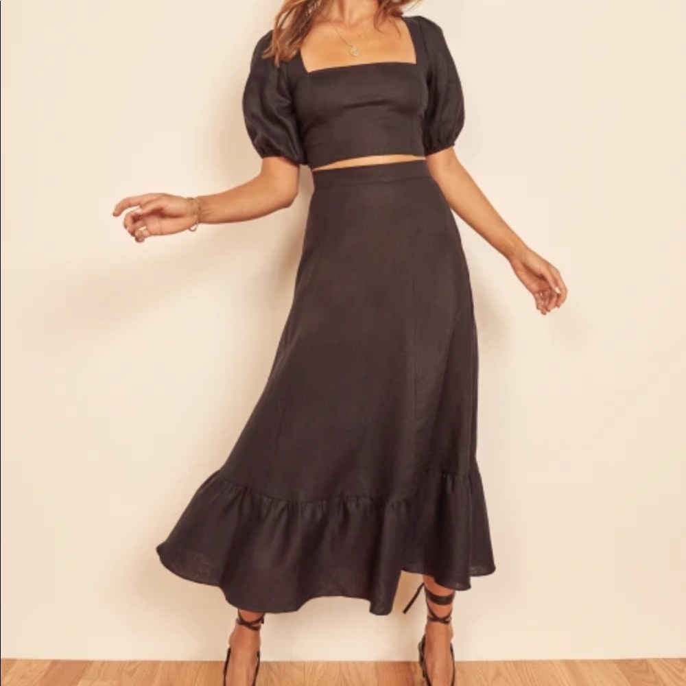 REFORMATION - Yucca Linen 2 Piece Set - Black - Size 10